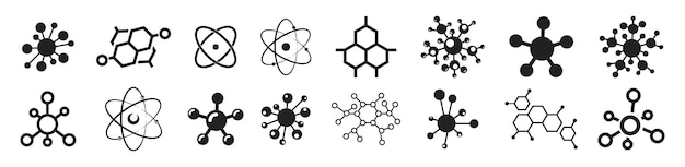 分子または構造のアイコン セット化学科学原子と分子のシンボル コレクション