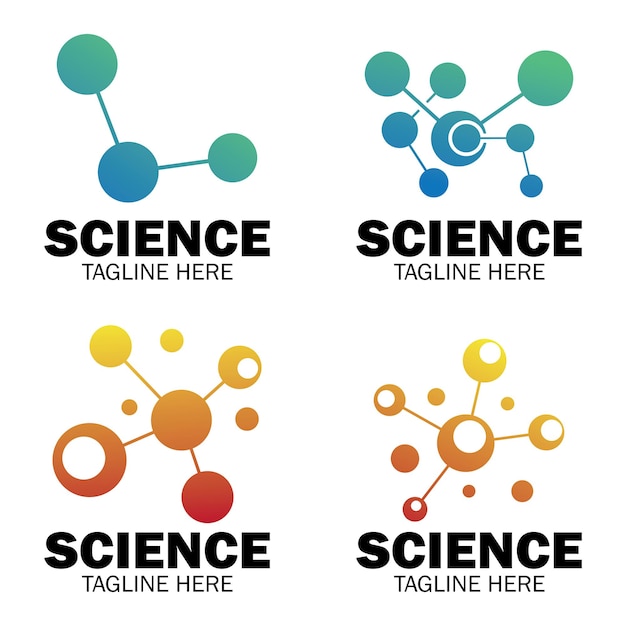 分子シンボル ロゴ テンプレート ベクトル イラスト、ニューロンのロゴや神経細胞のロゴ デザイン