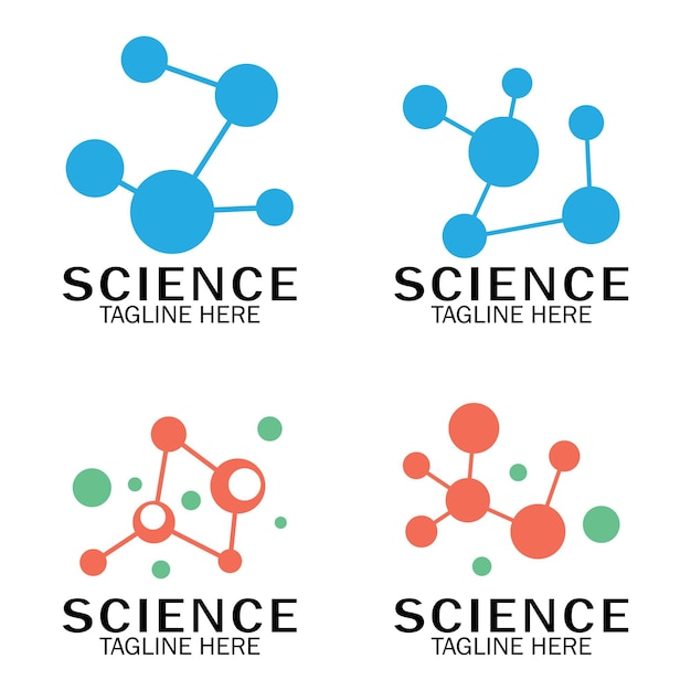 分子シンボル ロゴ テンプレート ベクトル イラスト、ニューロンのロゴや神経細胞のロゴ デザイン