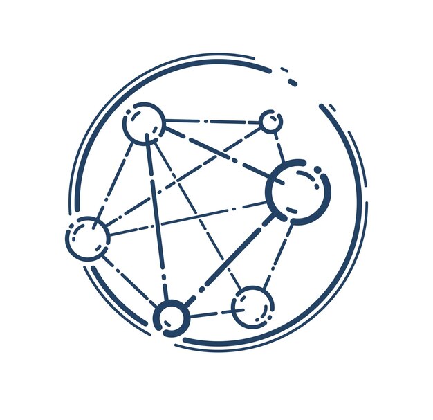 Molecule vector linear icon, science chemistry and physics line art symbol.