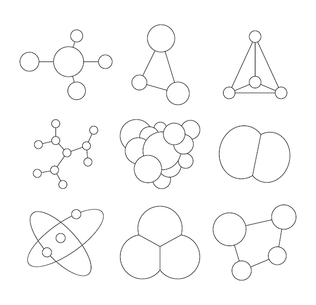 Molecule verschillende vorm Kleurblad Atom wetenschap symbool Vector tekening