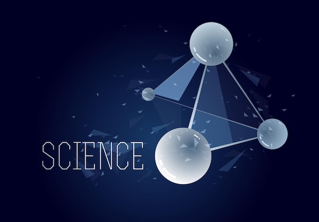 Moleculen vector illustratie, wetenschap chemie en natuurkunde thema abstracte achtergrond, micro en nano wetenschap en technologie thema, atomen en microscopisch kleine deeltjes.