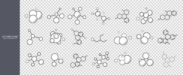 透明な背景上の分子と構造化合物