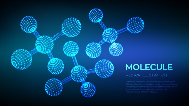 Vector molecules and chemical formulas.