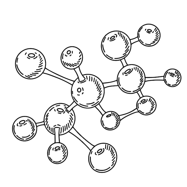 Molecules sketched isolated Gas in hand drawn style