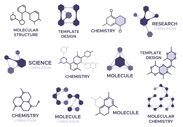 Molecuul badges set.