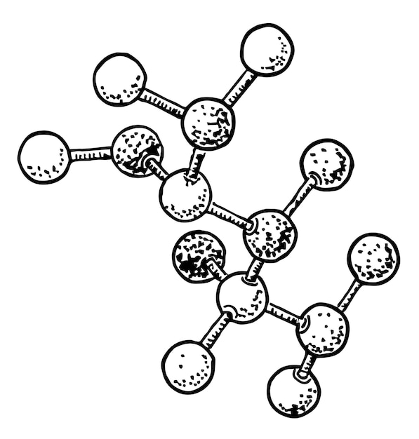 Molecuul en moleculaire structuur schets illustratie atomen atoom moleculen handgetekend model