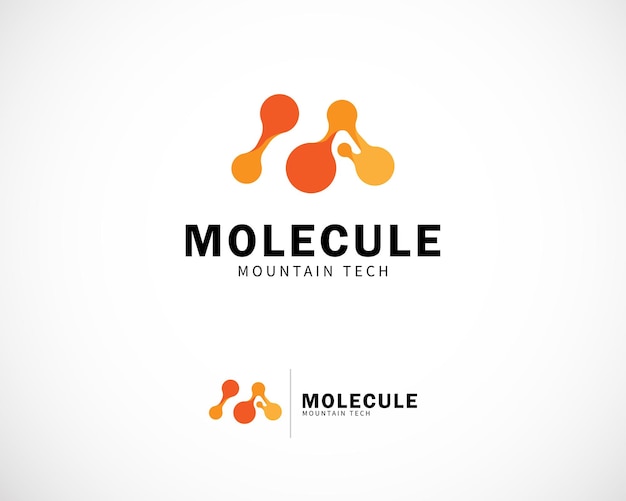 Molecuul logo creatieve wetenschap berg moleculaire kleurverloop letter m