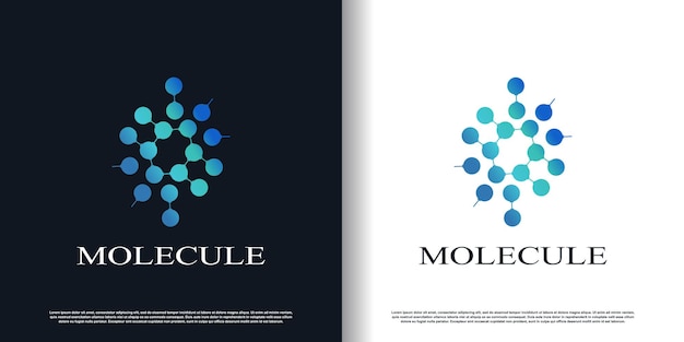 Molecuul logo ontwerp met creatief concept premium vector