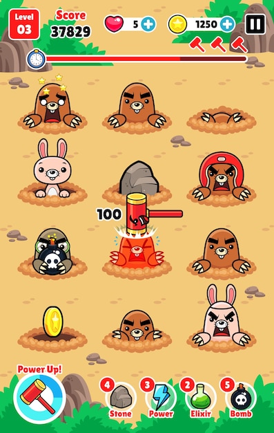 Moles attack game assets