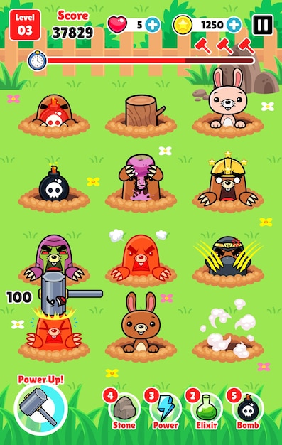 Moles attack game assets