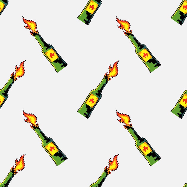 Vettore molotov vector cartoon pixel art pattern senza cuciture