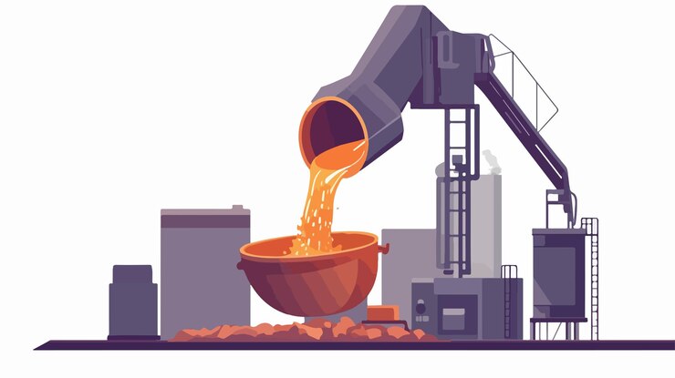 Vector molten iron pouring process from blast furnace