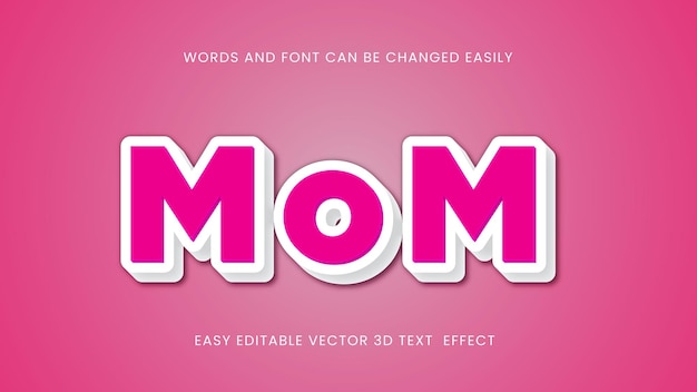 Mom 3d vector bewerkbaar teksteffect ontwerp