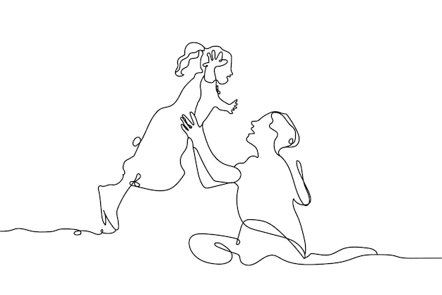 Mom and baby continuous line drawing vector caring mother and child line drawing