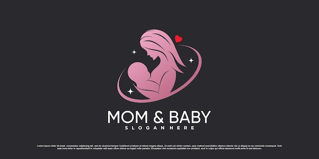 Mamma e bambino logo design illustrazione vettoriale con il concetto di elemento creativo