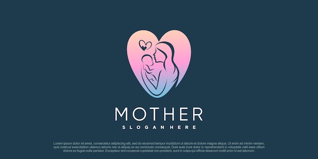 Mom and baby logo design vector with creative unique concept