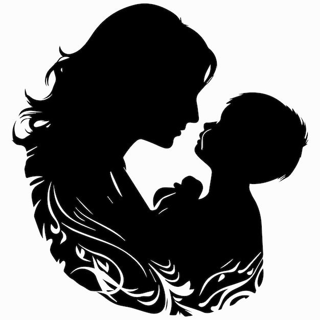 Mom and Baby logo silhouette vector illustration