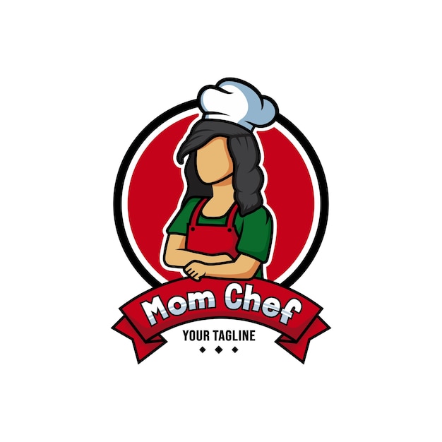 Mom chef cartoon character logo vector with different color Chef logo mascot illustration