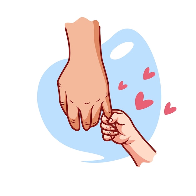 Vector mom and child hand