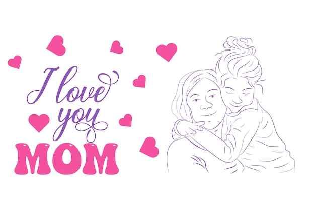 Mom and child love greeting card for happy mothers day