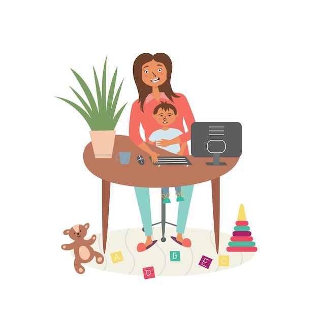 Mom child remote work
