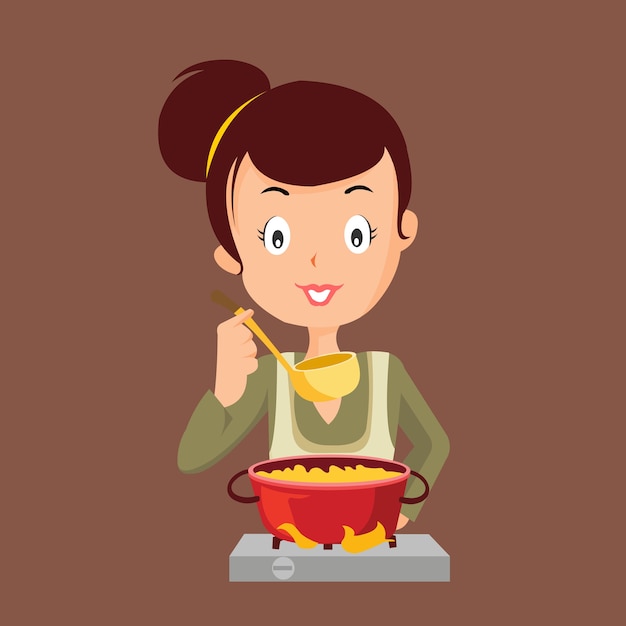 Vector mom cooking