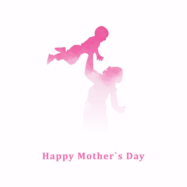 Vector mom and daughter love background for mothers day with wate color style vector file