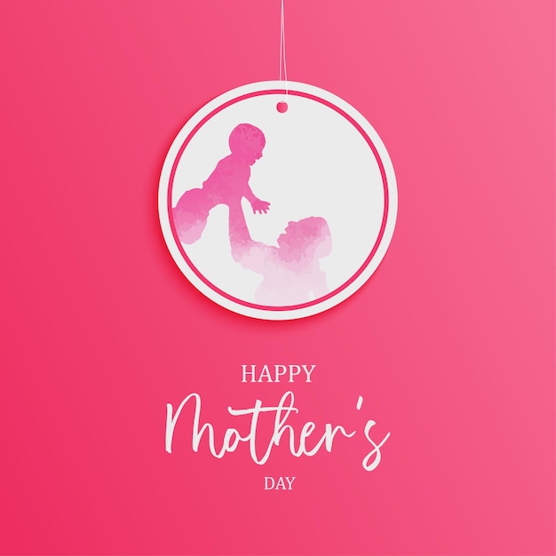 Mom and daughter love background for mothers day with wate color symbol style vector file