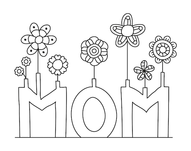 Vector mom flowers in vases vector illustration