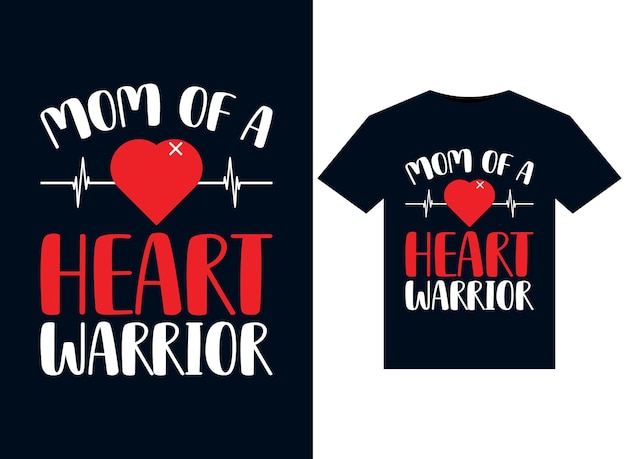 인쇄용 티셔츠 디자인을 위한 심장 전사의 엄마 삽화