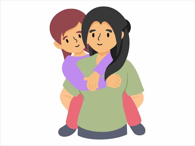 Vector mom holding kid or avatar icon illustration