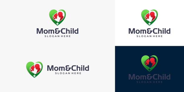 Mom and kid clinic logo premium vector