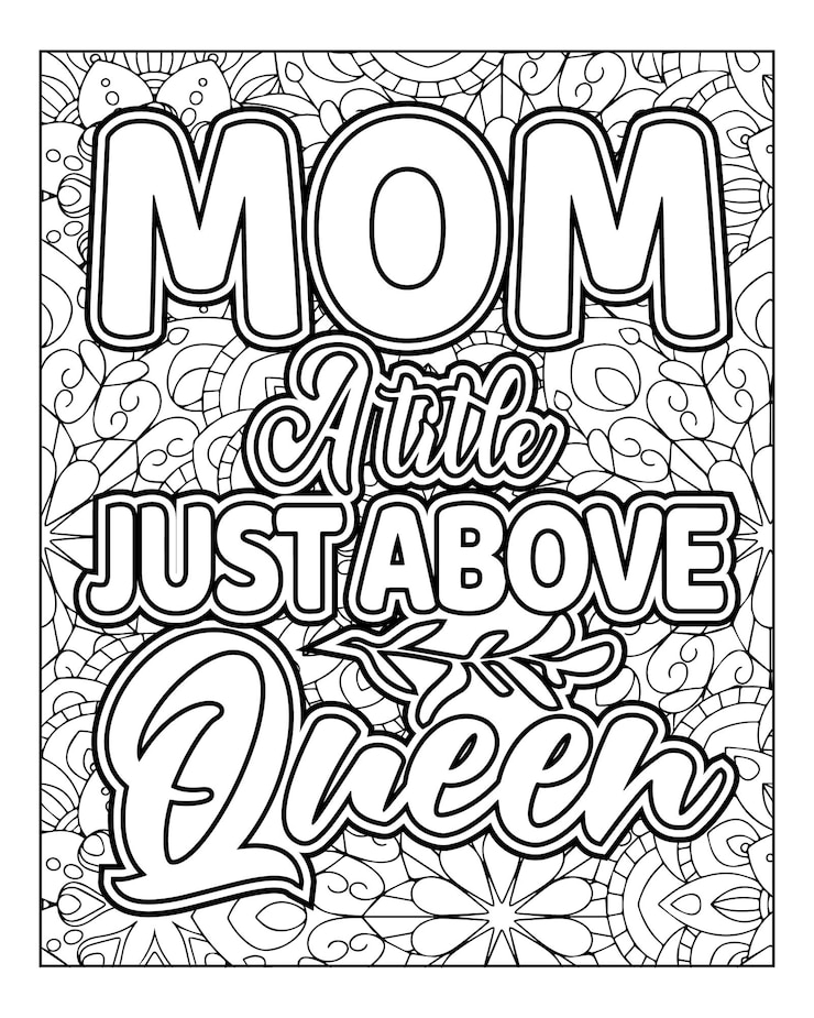 Vector mom a little above queen coloring page