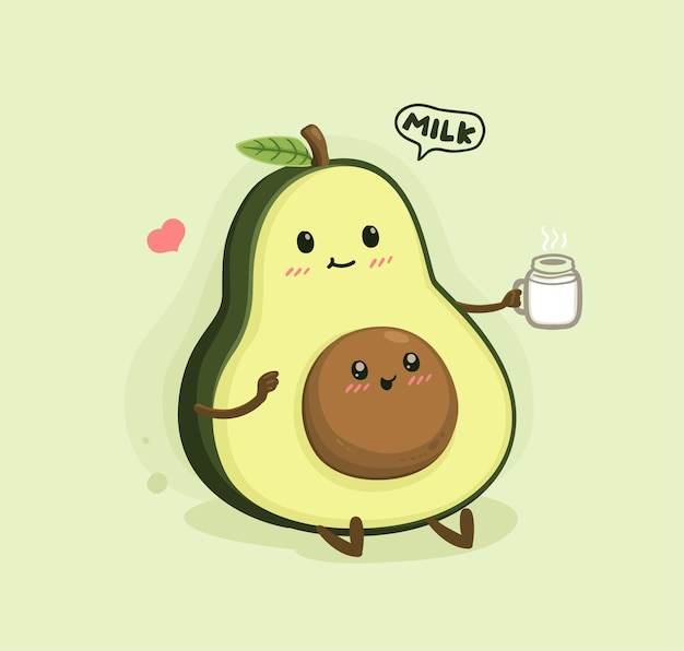 Mom milk cartoon avocado