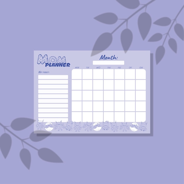 Mom planner blue for a month A4