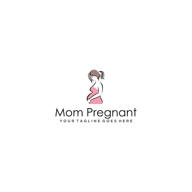 Vector mom pregnant logo design .