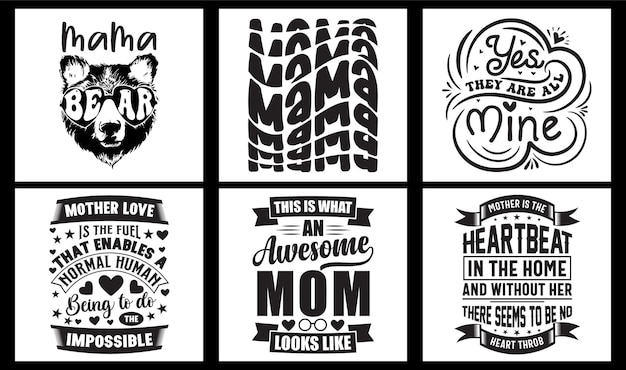 Mom SVG-ontwerpbundel. Mam typografie t-shirt design bundel. Mam ontwierp een Vector. Grappige moeder