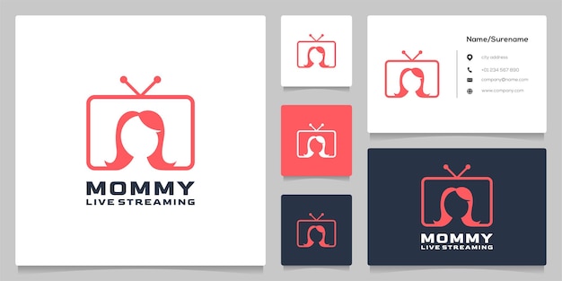 Mom in television news media live streaming logo design