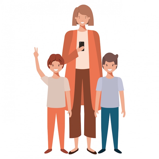 Mom with her children avatar character