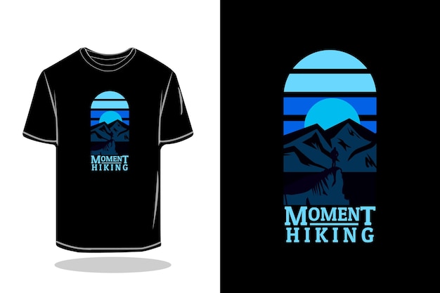 Vector moment hiking retro t-shirt mockup design