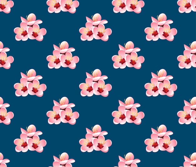 Momo peach flower blossom op indigo blauwe achtergrond