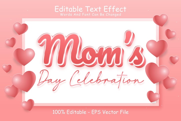 Moms Day Celebration Editable Text Effect 3 Dimension Emboss Modern Style