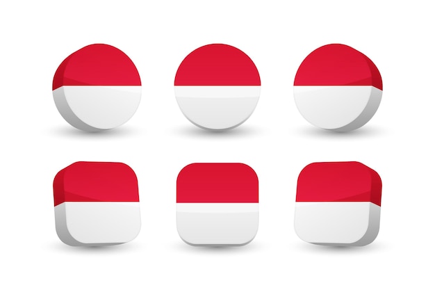 Monaco flag 3d vector illustration button flag of Monaco isolated on white