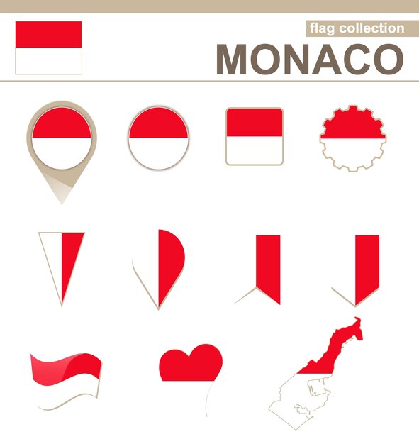 Vector monaco flag collection, 12 versions