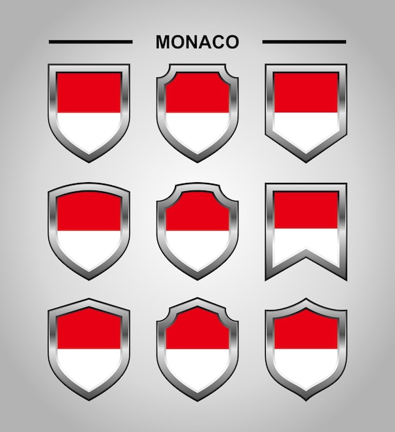 Vector monaco national emblems flag with luxury shield