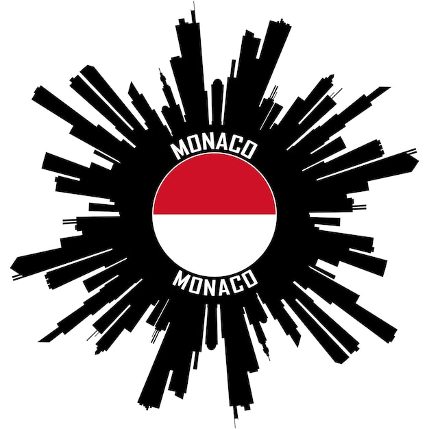 Monaco skyline silhouette monaco flag travel souvenir sticker illustrazione vettoriale
