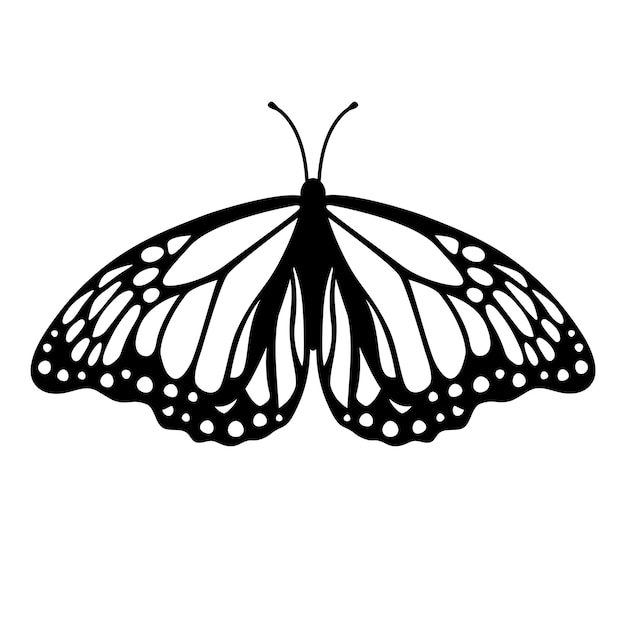 Monarch butterfly silhouette Vector illustration isolated on white background