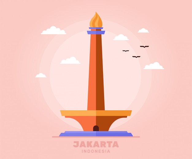 Vector monas jakarta toerisme vakantiereizen van indonesië