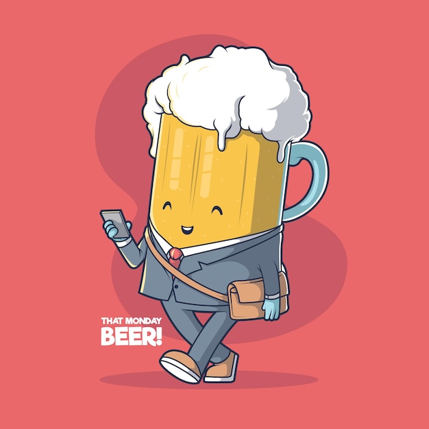 monday beer illustration motivation inspiration funny design concept